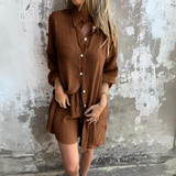 Nora™ | Ležeran set jednostavne bluze i šortseva