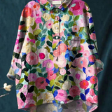 Marija – Bluza od pamuka i lana sa cvetnim printom