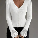 Amara | Rebrasta majica sa čipkom