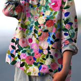 Marija – Bluza od pamuka i lana sa cvetnim printom