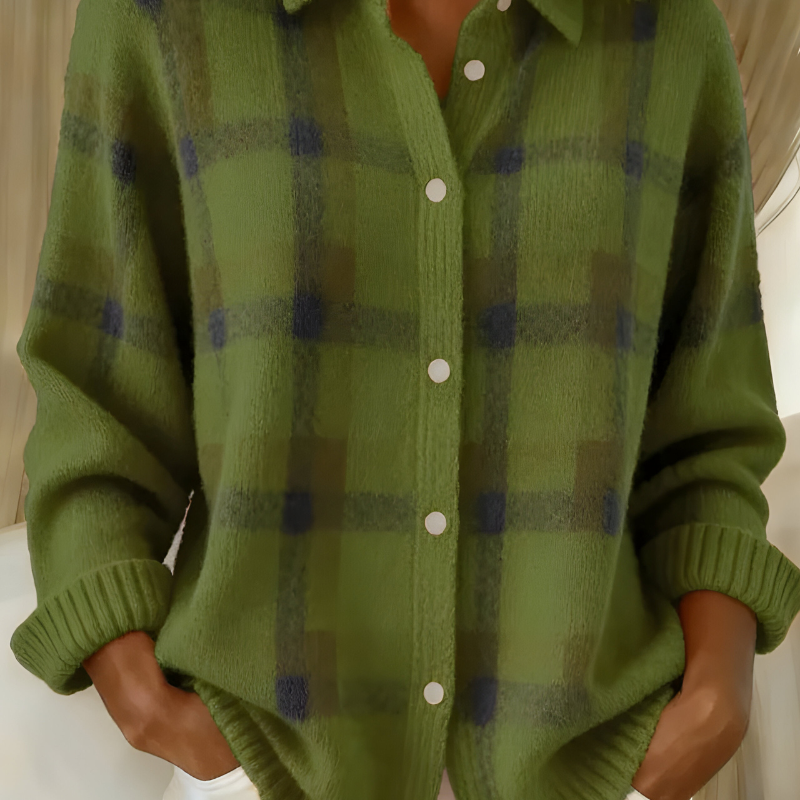 Annaise | Mekani pleteni kardigan na karo dezen