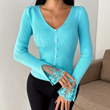 Amara | Rebrasta majica sa čipkom