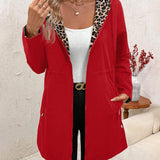 Reverzibilni kaput sa kapuljačom i leopard printom