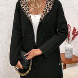 Reverzibilni kaput sa kapuljačom i leopard printom