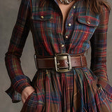 Unity | Karirana maxi haljina dugih rukava