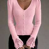 Amara | Rebrasta majica sa čipkom