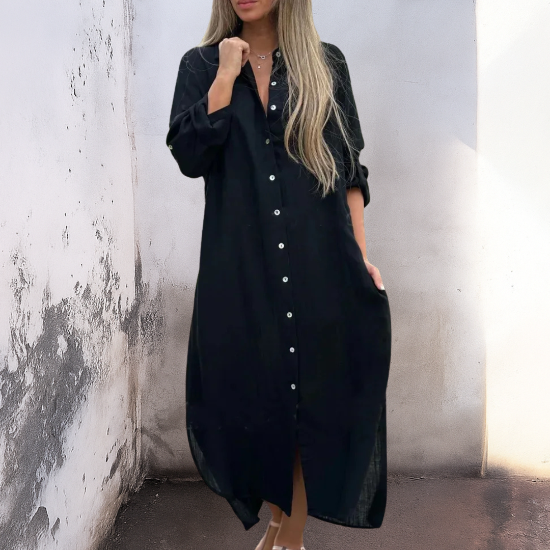 Marie™ | Ležerna, visoko do članaka, košulja haljina u Ibiza stilu