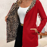 Reverzibilni kaput sa kapuljačom i leopard printom