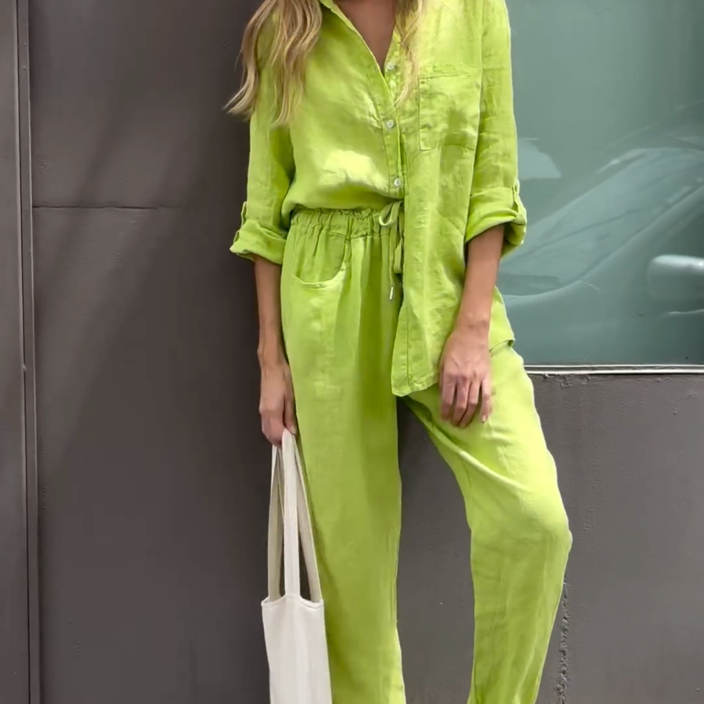 Marjan™ | Elegantni dvodelni set od lanenog košulje i pantalona