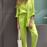 Marjan™ | Elegantni dvodelni set od lanenog košulje i pantalona