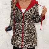 Reverzibilni kaput sa kapuljačom i leopard printom