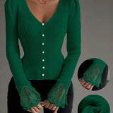 Amara | Rebrasta majica sa čipkom